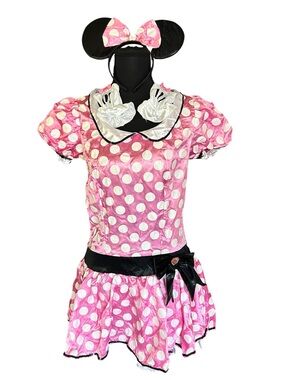Disney Minnie Mouse Pink White Polka Dot Costume Junior Medium 7-9